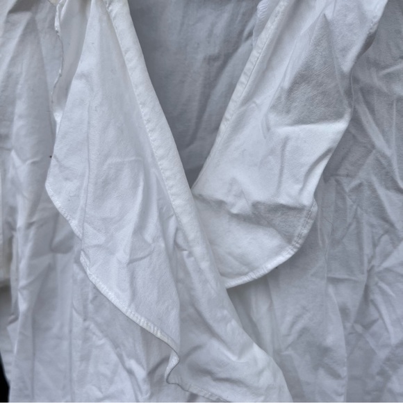 Coldwater Creek White Collared Ruffled Front Wrap Blouse - Picture 4 of 6